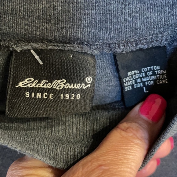 EDDIE BAUER men’s MOCK TURTLENECK COTTON KNIT shirt CHARCOAL size Large - Picture 2 of 8